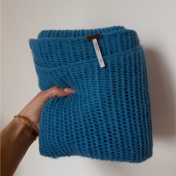 Free People Cashmere Loose Knit Pullover Blue Oversized Sheer – S - Picture 2 of 10